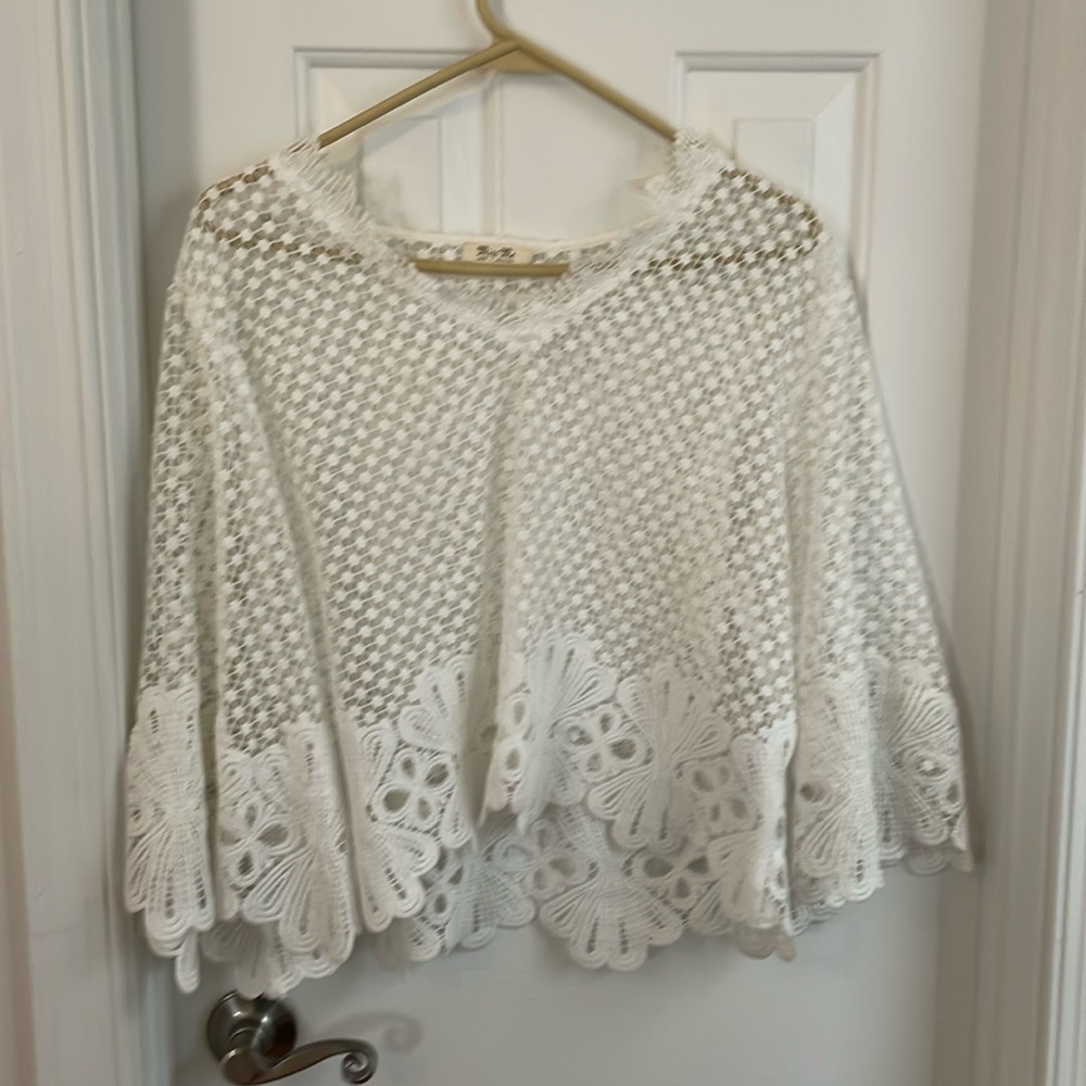 Miss me white crochet top size L